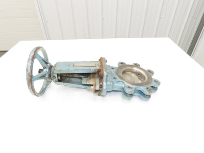 DeZurik 824 4" Stainless Lug Knife Gate Valve Rising Stem Metal Seat 304SS