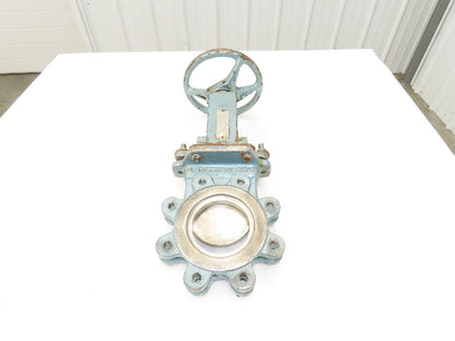 DeZurik 824 4" Stainless Lug Knife Gate Valve Rising Stem Metal Seat 304SS