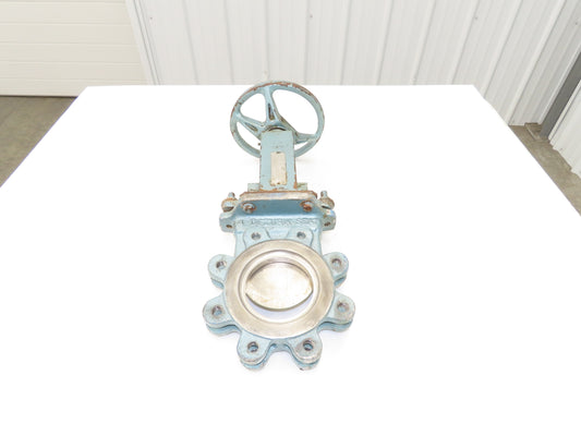 DeZurik 824 4" Stainless Lug Knife Gate Valve Rising Stem Metal Seat 304SS