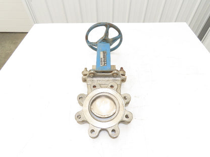 DeZurik 827 4" Stainless Lug Knife Gate Valve Rising Stem Metal Seat 316SS