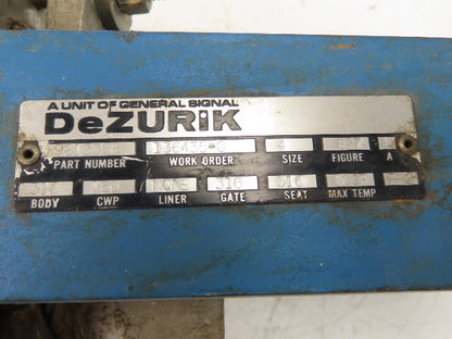 DeZurik 827 4" Stainless Lug Knife Gate Valve Rising Stem Metal Seat 316SS