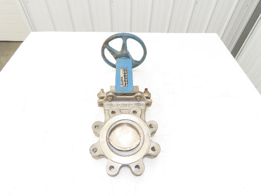 DeZurik 827 4" Stainless Lug Knife Gate Valve Rising Stem Metal Seat 316SS