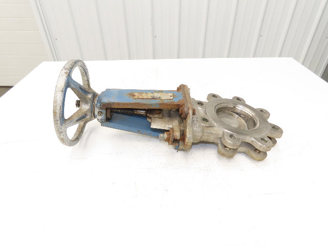 DeZurik 827 4" Stainless Lug Knife Gate Valve Rising Stem Metal Seat 316SS