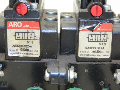 A239SS-120-A ARO 4 Station Pneumatic  Solenoid Valve Manifold 1/4" NPT 120V
