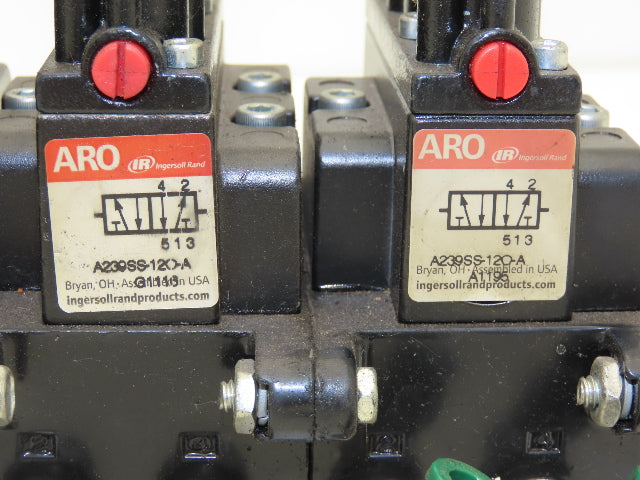 A239SS-120-A ARO 4 Station Pneumatic  Solenoid Valve Manifold 1/4" NPT 120V