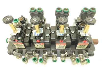 A239SS-120-A ARO 4 Station Pneumatic  Solenoid Valve Manifold 1/4" NPT 120V