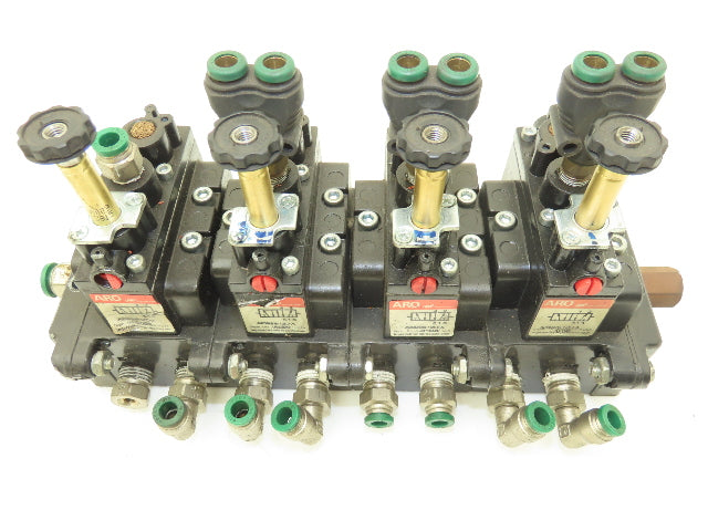 A239SS-120-A ARO 4 Station Pneumatic  Solenoid Valve Manifold 1/4" NPT 120V