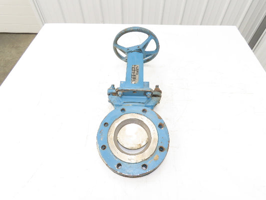 DeZurik 827 4" Flanged Knife Gate Valve Rising Stem Metal Seat 316SS Disc