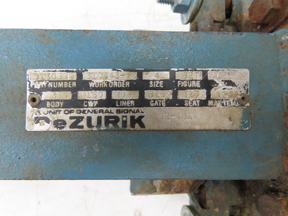 DeZurik 827 4" Flanged Knife Gate Valve Rising Stem Metal Seat 316SS Disc