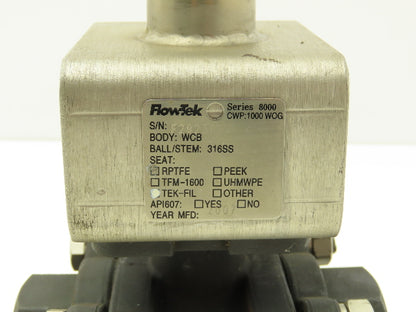 Flow-Tek 8007 Ball Valve 1-1/2" Socket Weld 316SS Ball/Stem w/Extension 1000 WOG