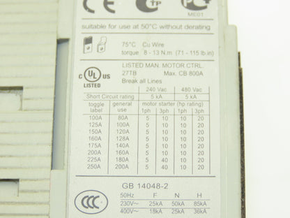 Schneider EZC 250N EasyPact Circuit Breaker 150A 3-Pole 600VAC 250VDC Handle