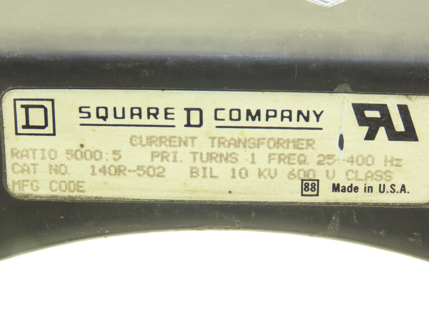 Square D 140R-502 Current Transformer 5000:5 Ratio 600v 25-400 Hz