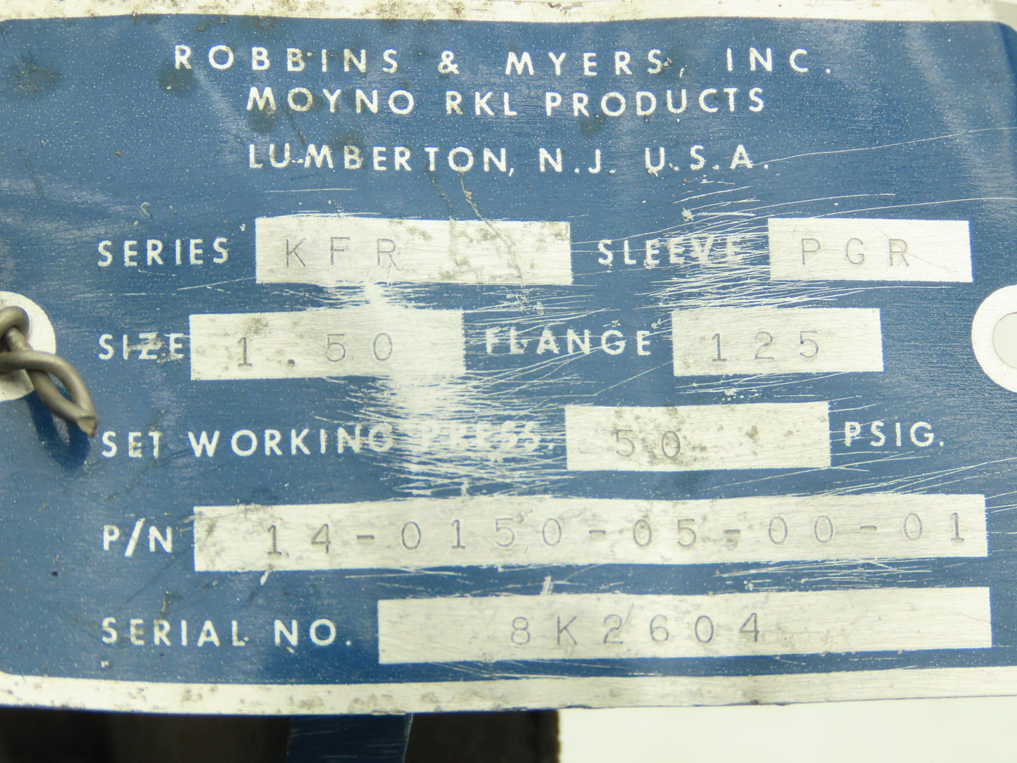 Robbins & Myers KFR Rubber Pinch Valve 1-1/2" Flanged 150psi Handwheel Operator