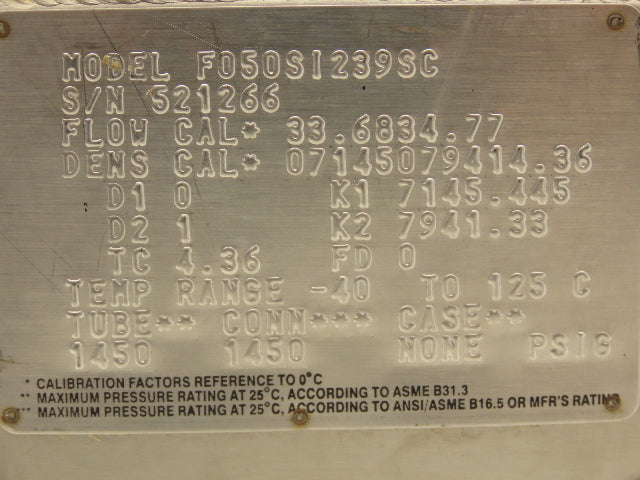 Micro Motion 1FT9701I3N3C F050SI239SC Mass Flow Sensor & Transmitter 20-30VDC