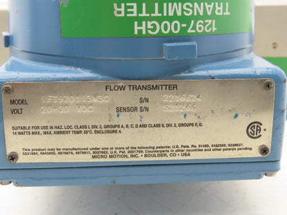 Micro Motion 1FT9701I3N3C F050SI239SC Mass Flow Sensor & Transmitter 20-30VDC