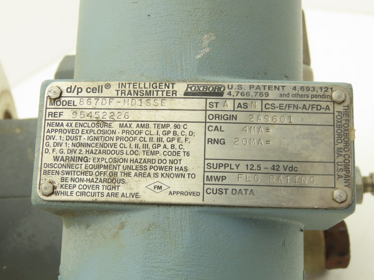 Foxboro 867DF-HD1SSE Intelligent Pressure Transmitter 12.5-42vdc 3" Flange