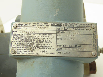 Foxboro 867DF-HD1SSE Intelligent Pressure Transmitter 12.5-42vdc 3" Flange