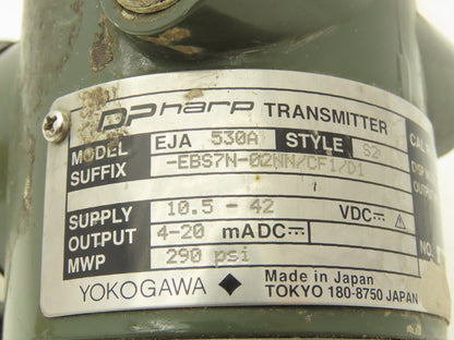 Yokogawa EJA530A DP Harp Pressure Transmitter 10.5-42VDC 290psi