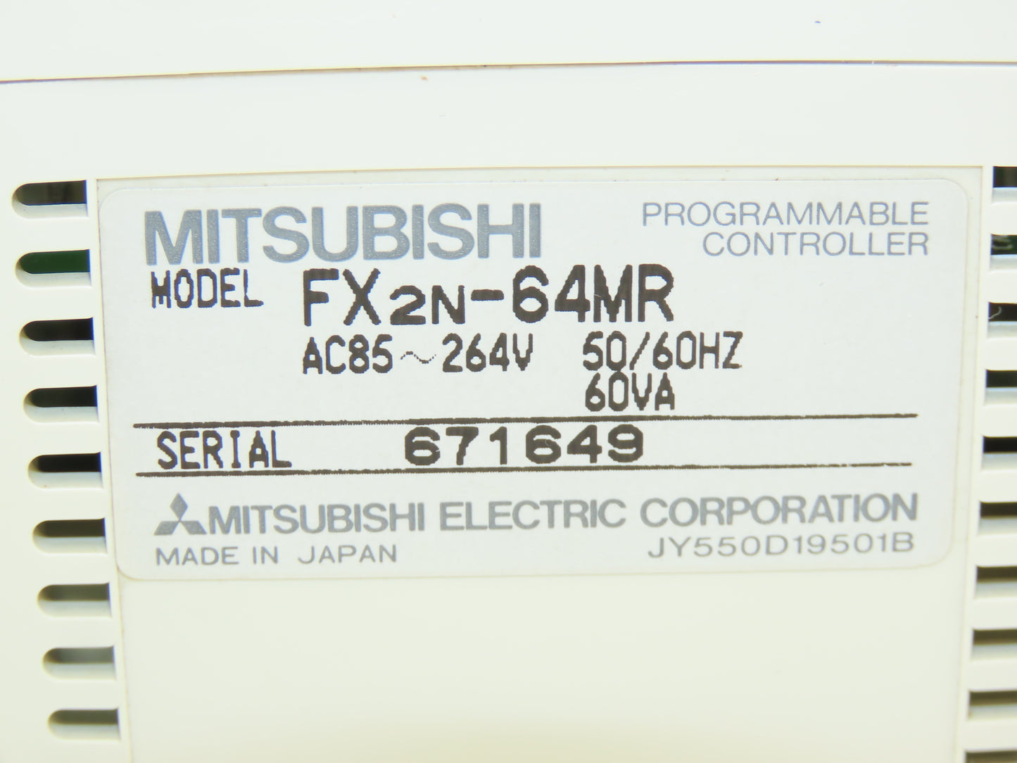 Mitsubishi Electric FX2N-64MR Programmable Controller 120/240VAC