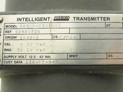 Foxboro 823DP-D3S1NM0 Intelligent Differential Pressure Transmitter 12.5-42vdc