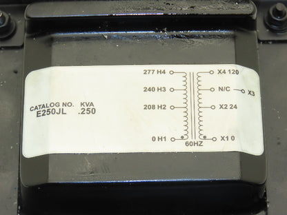 Hevi-Duty E250JL Power Transformer 250VA 1Ph HV 277/240/208 LV 120/24 Class 105