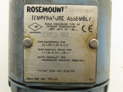 Rosemount Series 183 Temp Transmitter 10.5" Probe Haz Loc