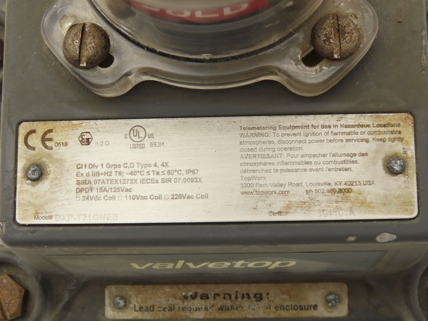 Topworx DXP T21GNEB Valvetop Valve Positioner Indicator 15A 125VAC