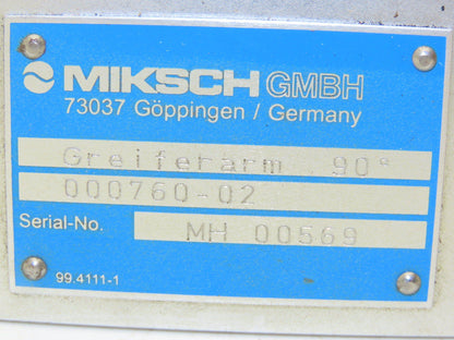 Miksch 000760-02 90° Tool Changer Gripper Arm Greiferarm