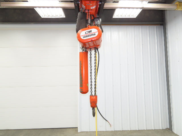 CM Lodestar R 2 Ton Electric Chain Hoist 8 FPM 16' Lift 12' Pendant 240/480 3 PH