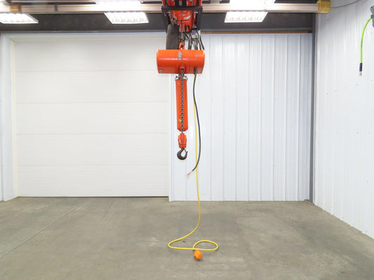 CM Lodestar R 2 Ton Electric Chain Hoist 8 FPM 16' Lift 12' Pendant 240/480 3 PH