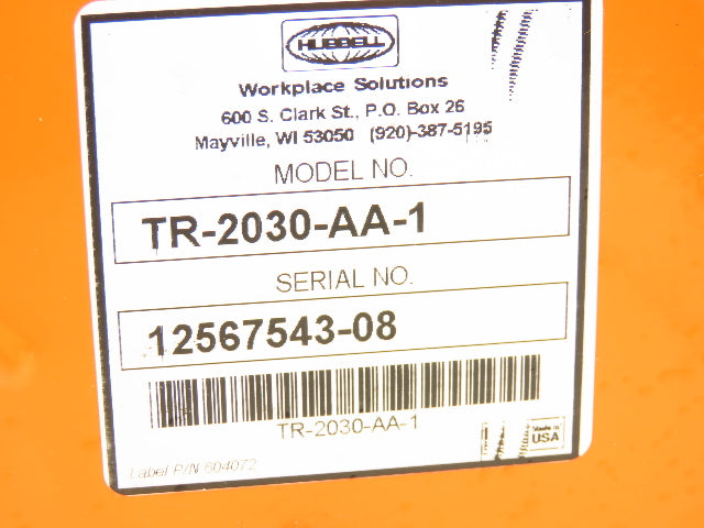 Hubbell TR-2030-AA-1 Retriever Reel Cable Tool Balancer 3lb 30'