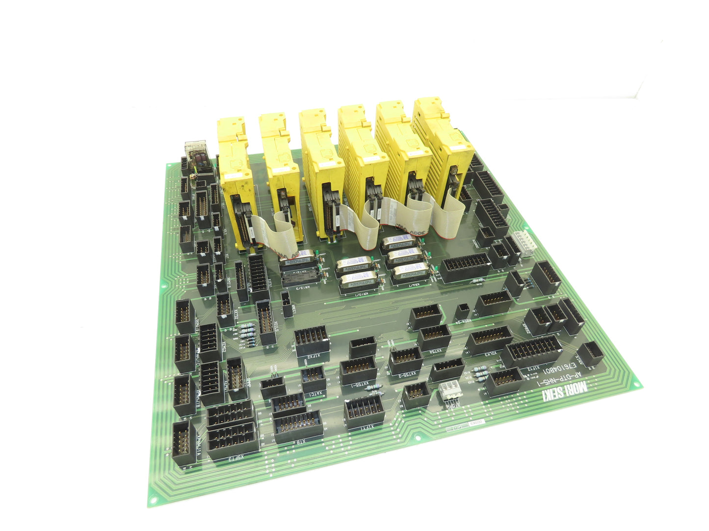 Mori Seiki AP-DTP-NH5-1 Lathe Distribution Module Relay Board With 6 I/O Cards