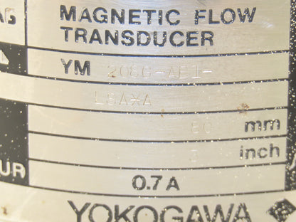 Yokogawa YM 208G-AB1-LSAXA Flow Meter 3" Tube Hazardous Location
