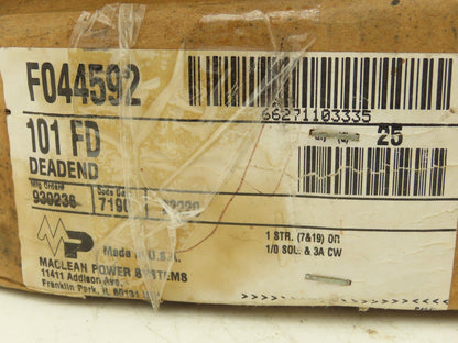 Maclean Power 101 FD Automatic Deadend 1 STR 1/0 Solid Lot of 25