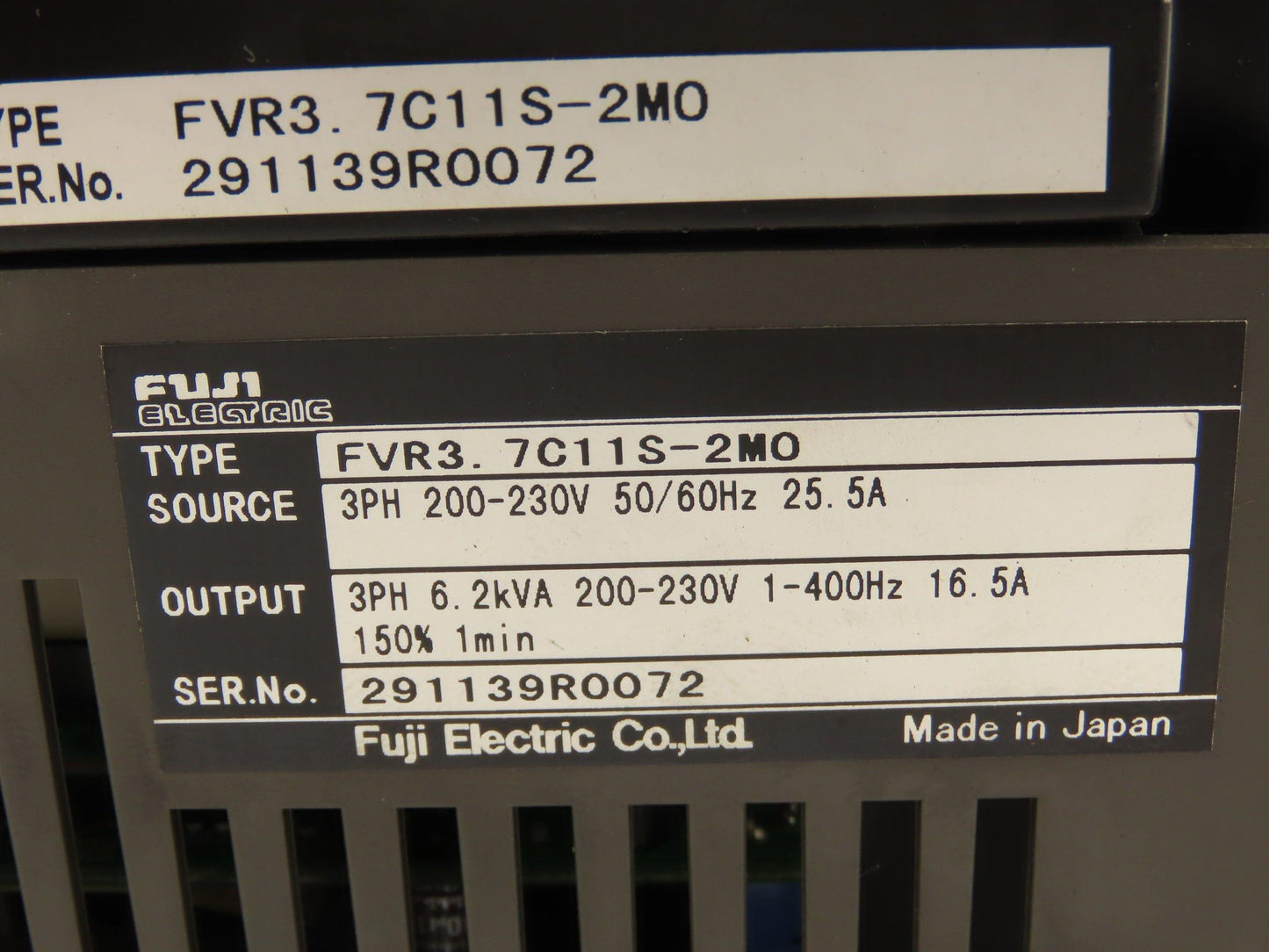 Fuji Electric FVR3.7C11S-2MO AC Drive 6.2kVA 200-230v 50/60Hz