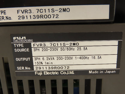 Fuji Electric FVR3.7C11S-2MO AC Drive 6.2kVA 200-230v 50/60Hz