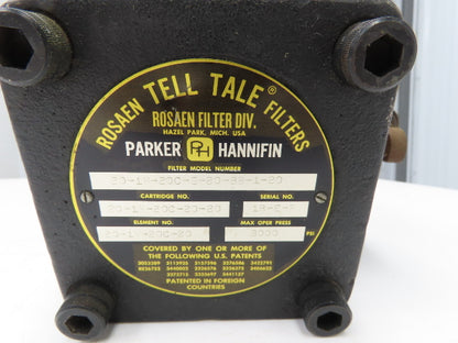 Parker Rosaen 20-1H-20C-E-20-BB-1-20 Tell Tale Hydraulic Filter 3/4"NPT 3000psi