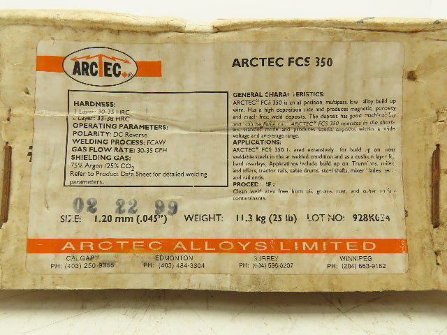 Arctec FCS 350 Welding Wire 0.045" 30-35 HRC Buildup Wire 25lbs
