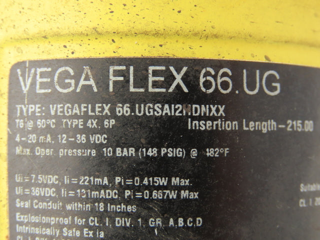 Vega Flex Vegaflex 66.UG Level Sensor 3" Flanged w/Cabled Probe 66.UGSAI2HDMXX