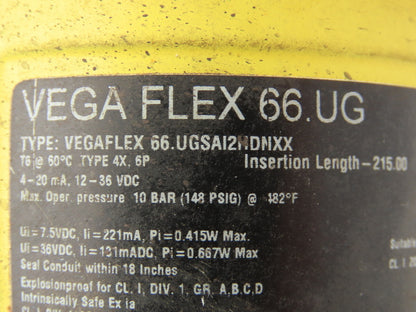 Vega Flex Vegaflex 66.UG Level Sensor 3" Flanged w/Cabled Probe 66.UGSAI2HDMXX