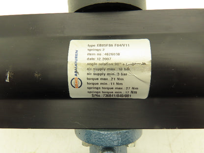 Ebro EB05FS6 F04/V11 DN65 2-1/2" Butterfly Valve & Pneumatic Actuator 14.5 PSI