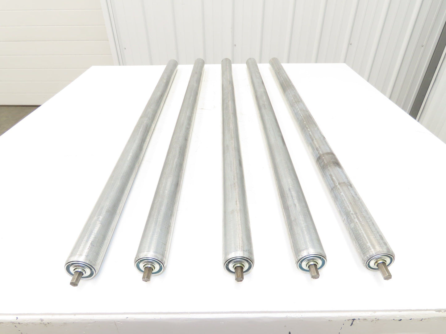 Gravity Conveyor Roller 1.9" Dia 43.5"BF Galvanized 7/16" Hex Axle  Lot of 5