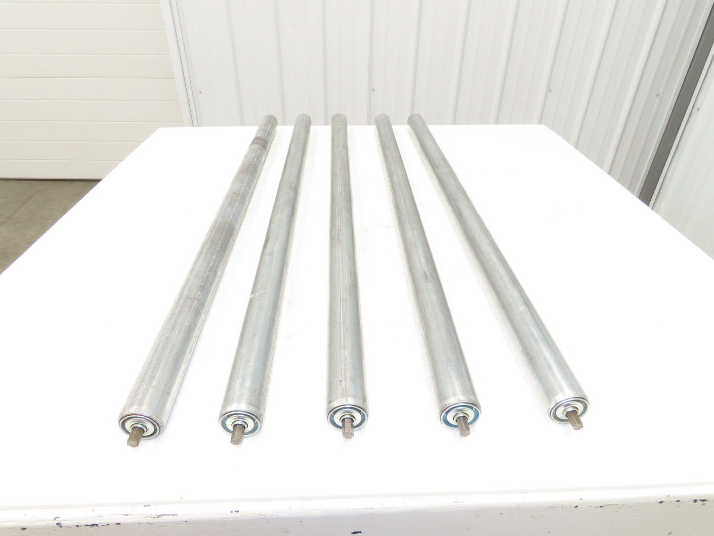 Gravity Conveyor Roller 1.9" Dia 43.5"BF Galvanized 7/16" Hex Axle  Lot of 5