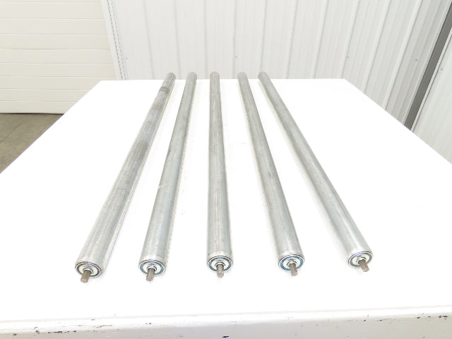 Gravity Conveyor Roller 1.9" Dia 43.5"BF Galvanized 7/16" Hex Axle  Lot of 5