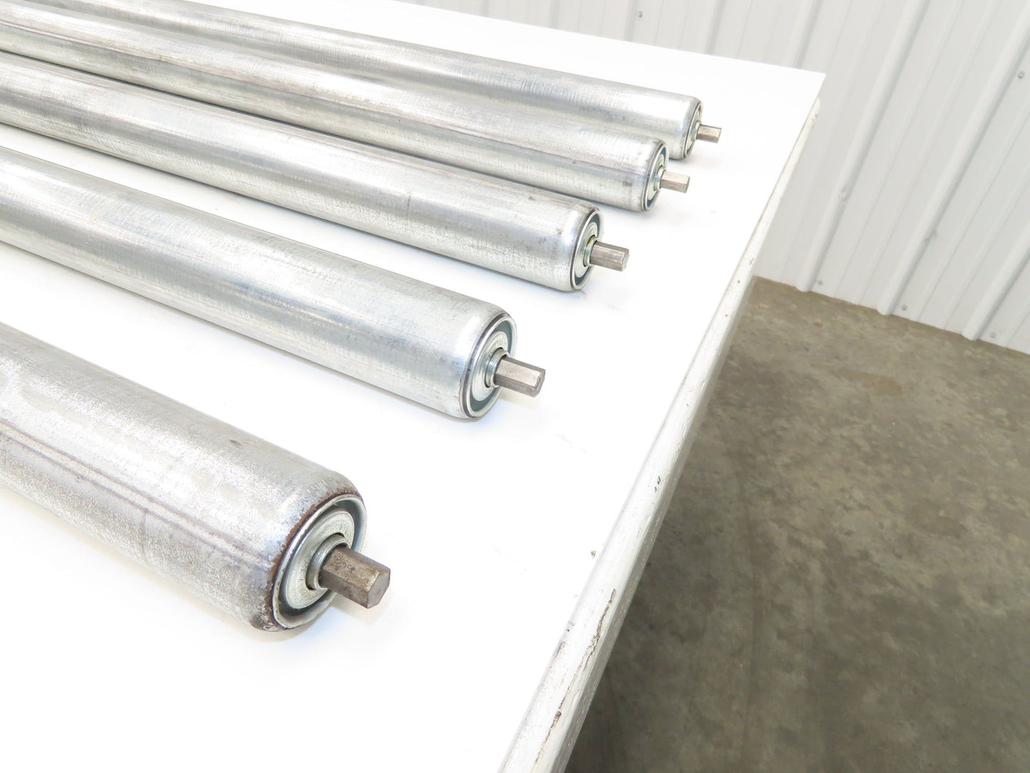 Gravity Conveyor Roller 1.9" Dia 43.5"BF Galvanized 7/16" Hex Axle  Lot of 5