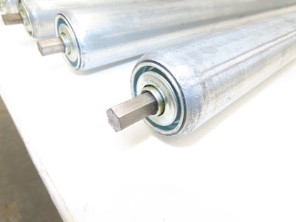 Gravity Conveyor Roller 1.9" Dia 43.5"BF Galvanized 7/16" Hex Axle  Lot of 5