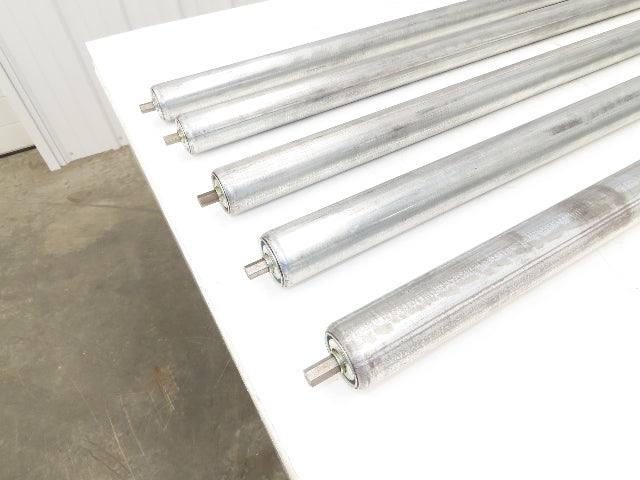 Gravity Conveyor Roller 1.9" Dia 43.5"BF Galvanized 7/16" Hex Axle  Lot of 5