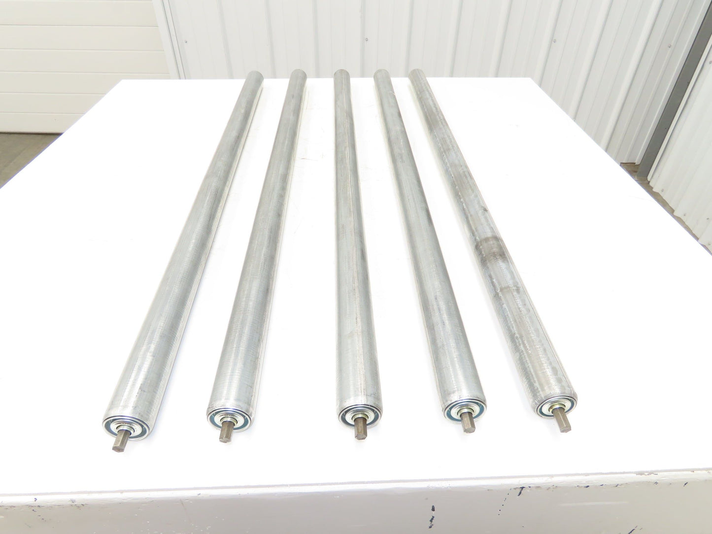Gravity Conveyor Roller 1.9" Dia 43.5"BF Galvanized 7/16" Hex Axle  Lot of 5