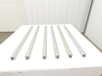 2-Groove Skew Conveyor Roller 1.9" Dia 37.25"BF Galvanized 7/16" Hex  Lot of 6