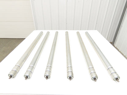 2-Groove Skew Conveyor Roller 1.9" Dia 37.25"BF Galvanized 7/16" Hex  Lot of 6